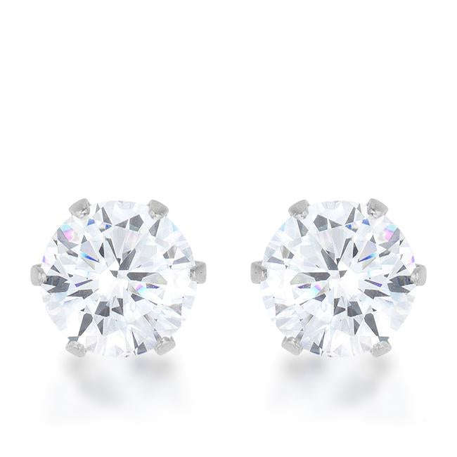Reign 3.4ct CZ Rhodium Stainless Steel Stud Earrings - E01884RV-C01