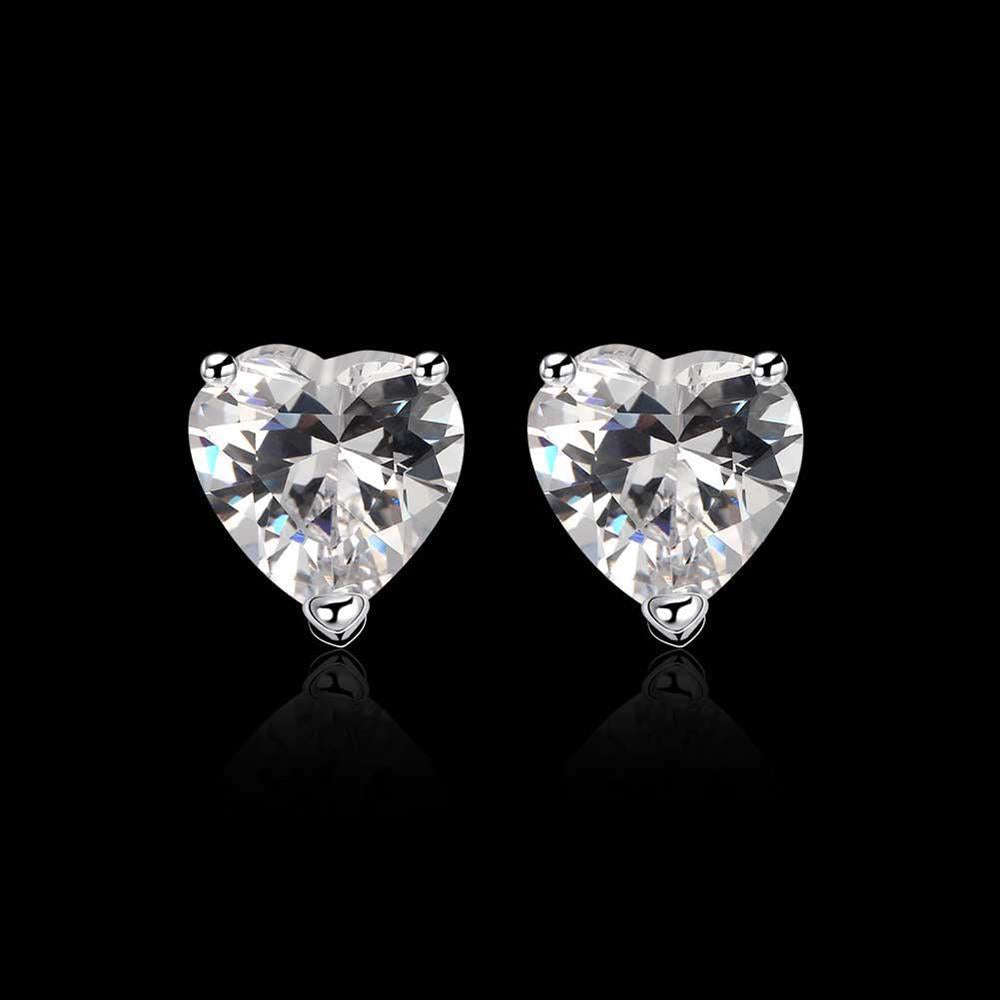 Lucky Silver - Silver Designer CZ Heart Earrings - LOCAL STOCK - LSE087