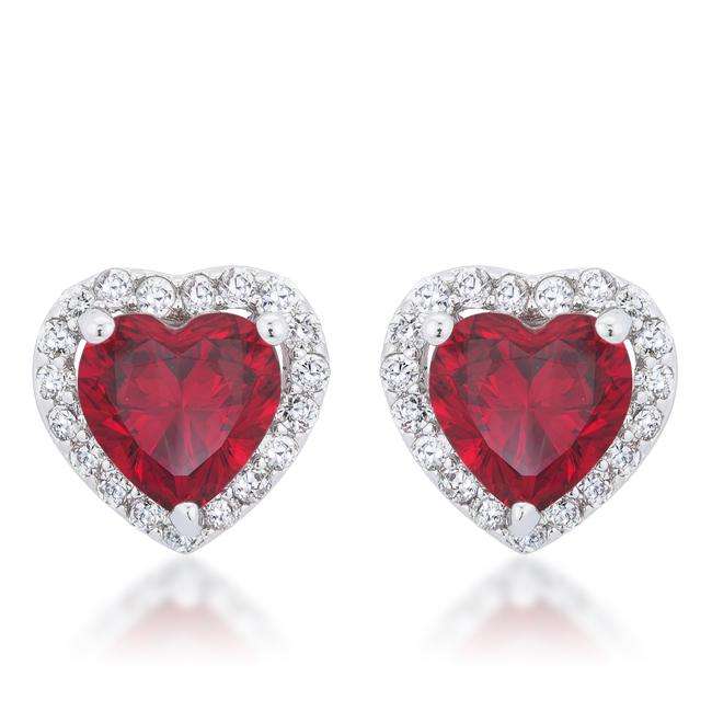 Ruby Heart Earrings - E50169R-C13