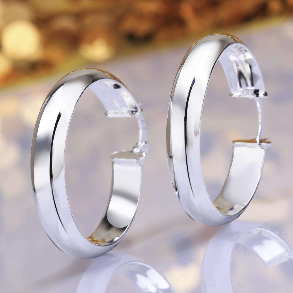 Lucky Silver - Silver Designer Smooth Hoop Earrings - LOCAL STOCK - LSE595