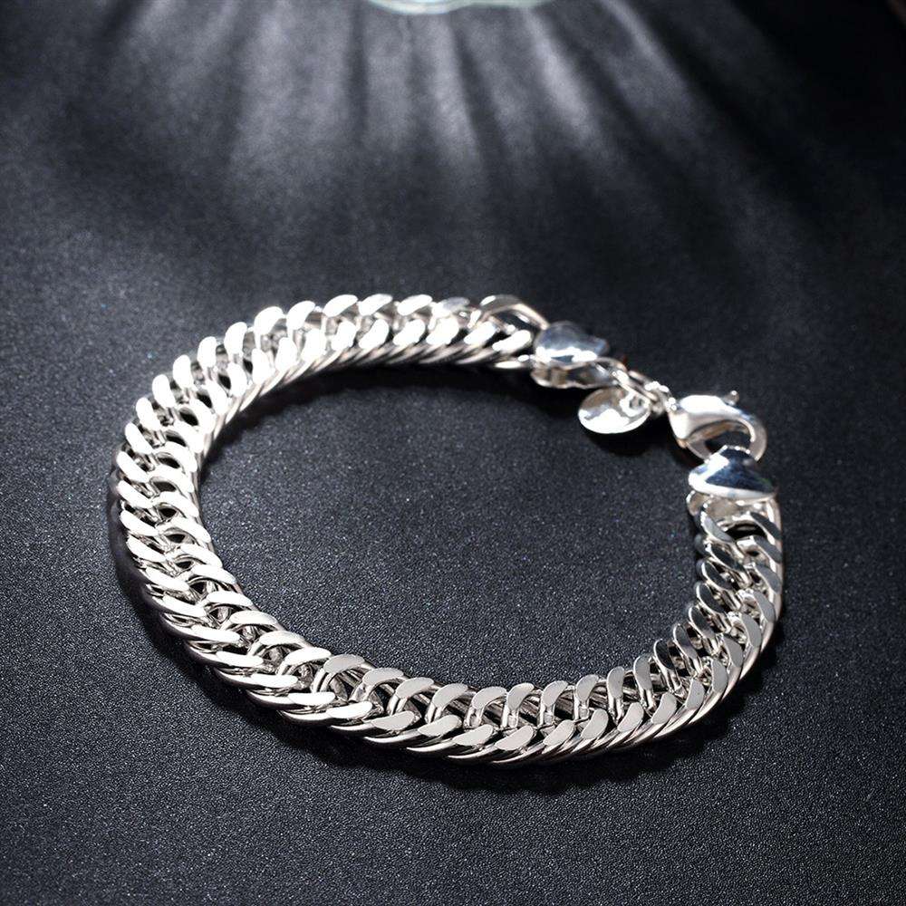 Lucky Silver - Silver Designer Flat Curb Unisex Bracelet - LOCAL STOCK - LSH102