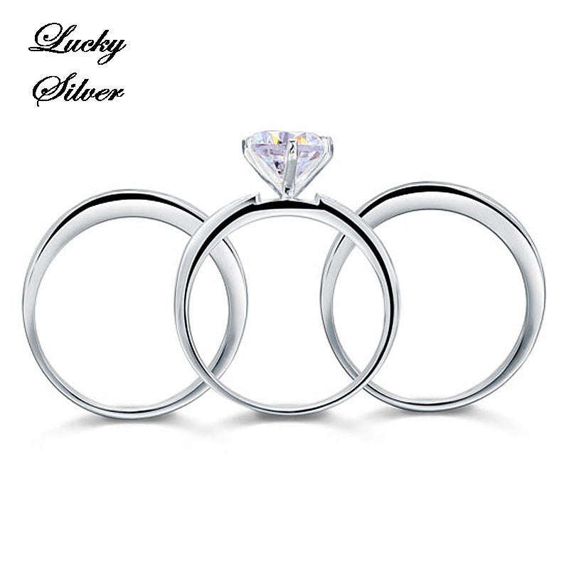2 Carat Round Cut Solid 925 Sterling Silver Bridal Wedding Engagement Ring Set - LS CFR8101