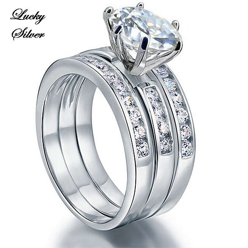 2 Carat Round Cut Solid 925 Sterling Silver Bridal Wedding Engagement Ring Set - LS CFR8101