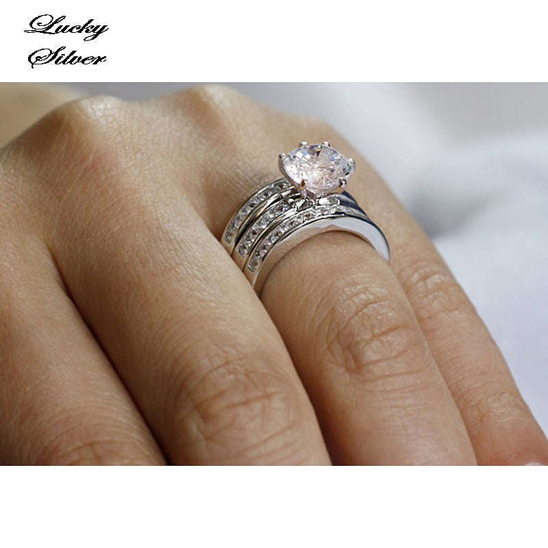 2 Carat Round Cut Solid 925 Sterling Silver Bridal Wedding Engagement Ring Set - LS CFR8101