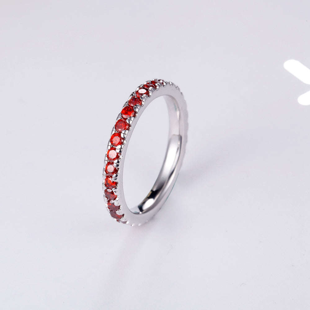 White Gold Plated Ring with Red Jewels LSJ670 - 9