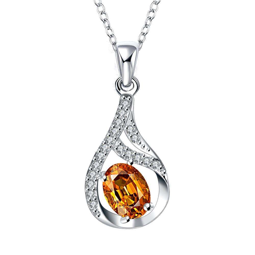 Silver Necklace LSN017 - 18in / Amber