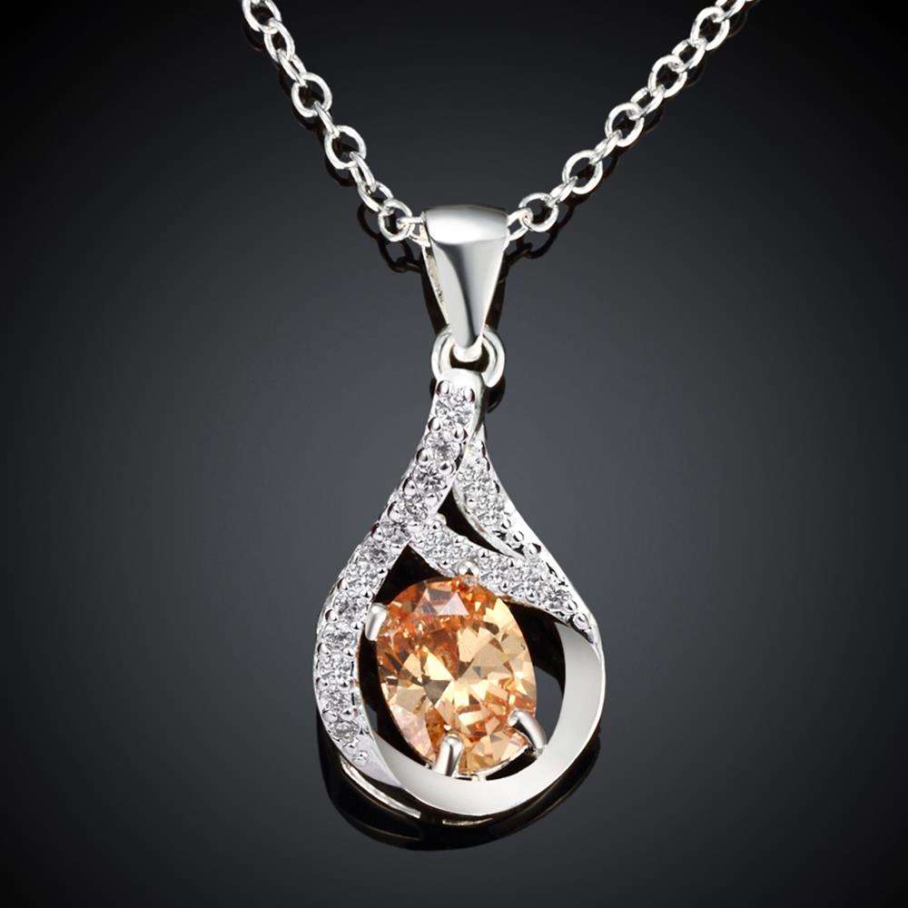 Silver Necklace LSN017 - 18in / Amber