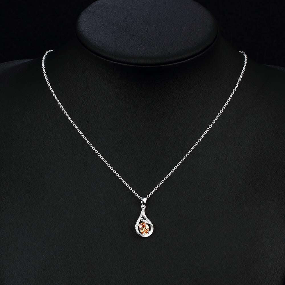 Silver Necklace LSN017 - 18in / Amber