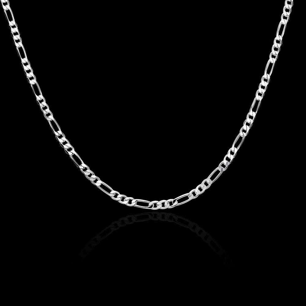 Lucky Silver - Silver Designer Figaro Chain 56cm 4mm - LOCAL STOCK - LSN102-22