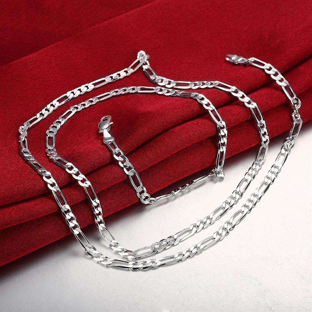 Lucky Silver - Silver Designer Figaro Chain 56cm 4mm - LOCAL STOCK - LSN102-22