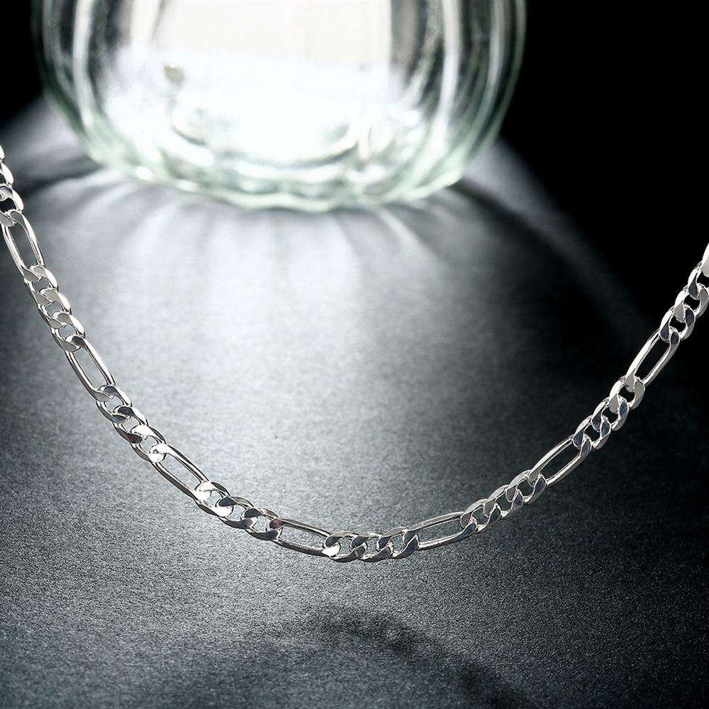 Lucky Silver - Silver Designer Figaro Chain 56cm 4mm - LOCAL STOCK - LSN102-22