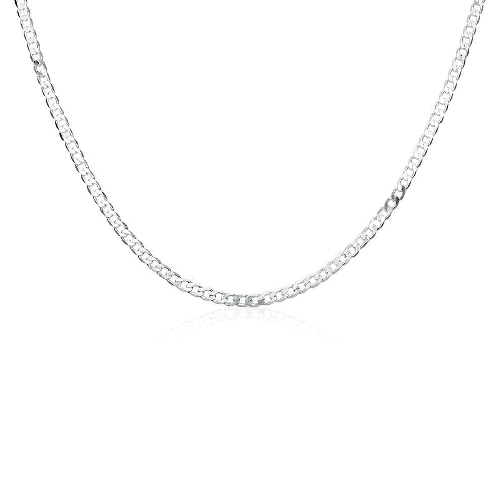 Lucky Silver - Silver Designer 4mm Curb Chain Necklace 56cm - LOCAL STOCK - LSN132-22