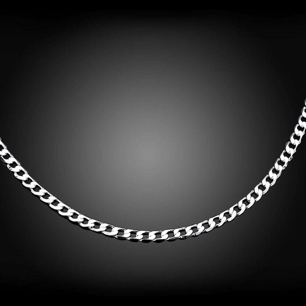 Lucky Silver - Silver Designer 4mm Curb Chain Necklace 56cm - LOCAL STOCK - LSN132-22