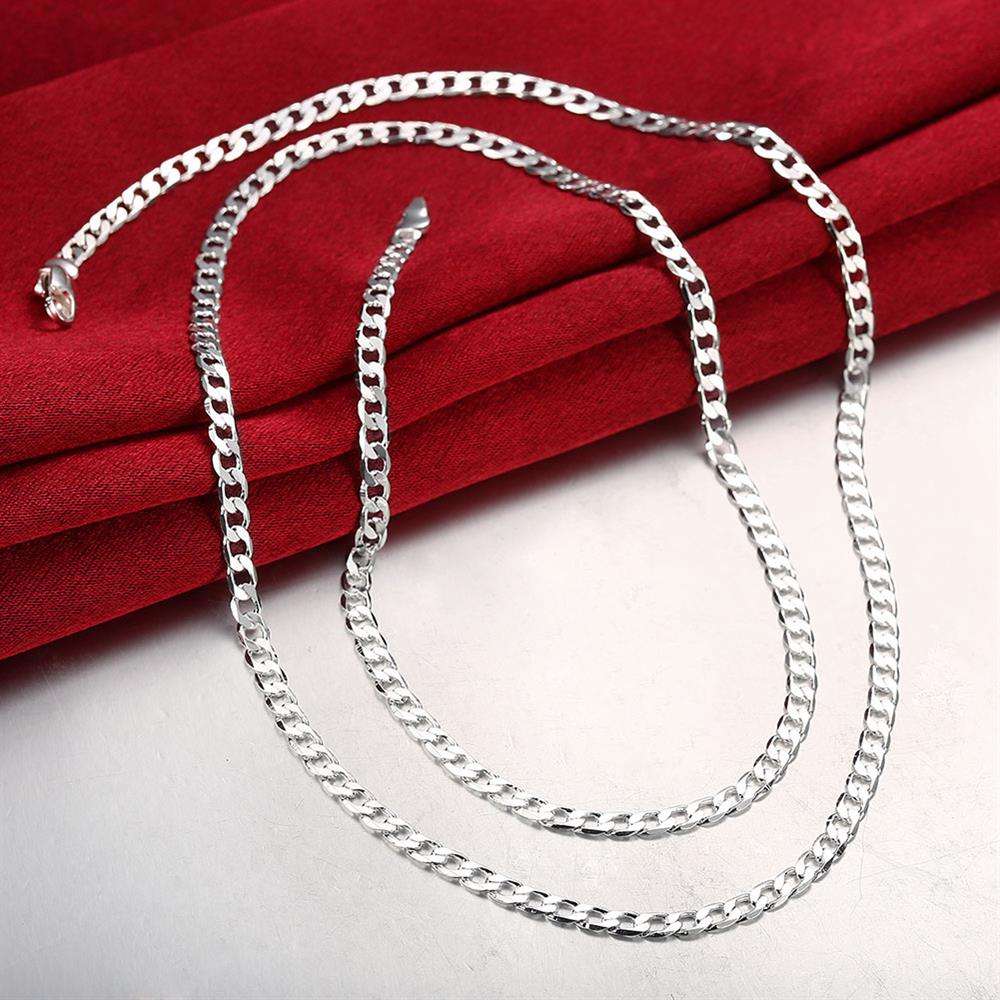 Lucky Silver - Silver Designer 4mm Curb Chain Necklace 56cm - LOCAL STOCK - LSN132-22
