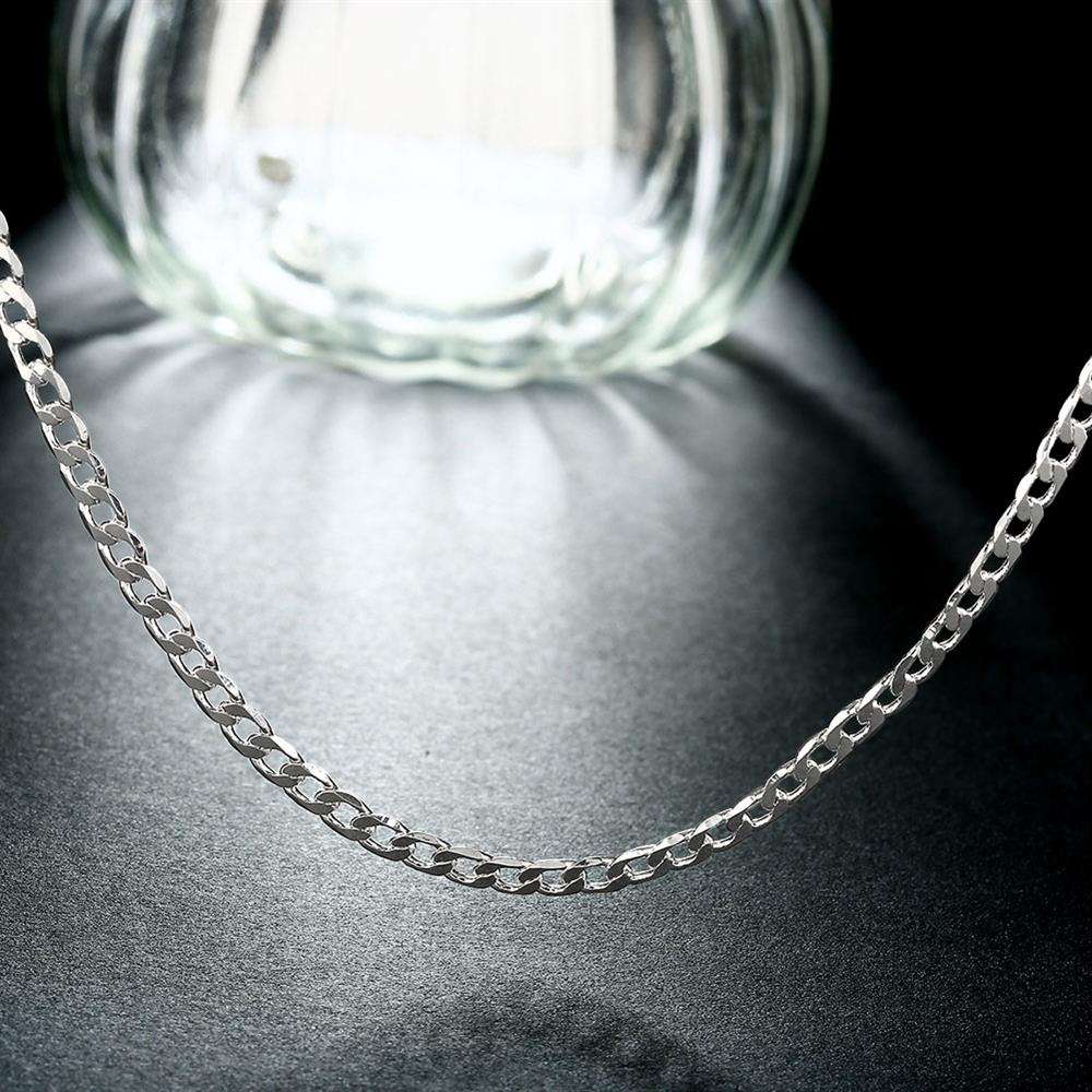 Lucky Silver - Silver Designer 4mm Curb Chain Necklace 56cm - LOCAL STOCK - LSN132-22