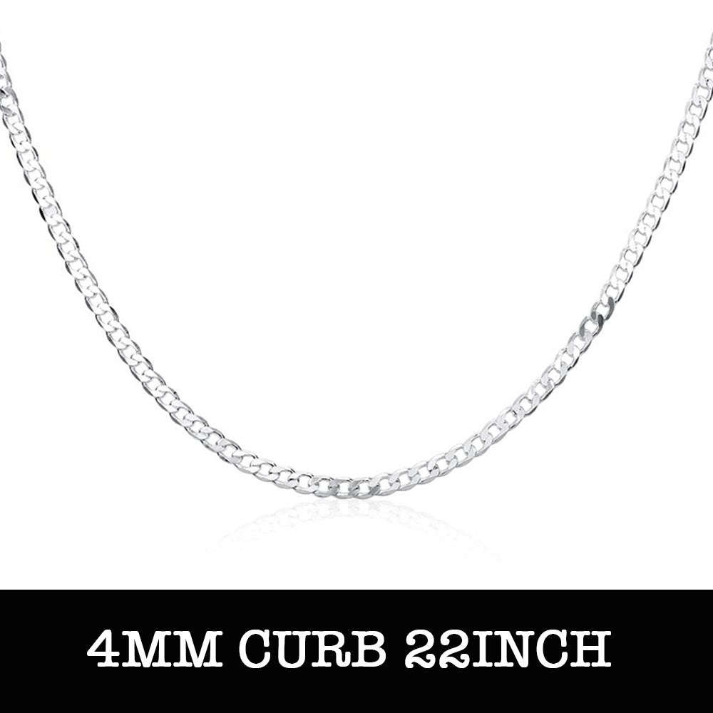 Lucky Silver - Silver Designer 4mm Curb Chain Necklace 56cm - LOCAL STOCK - LSN132-22