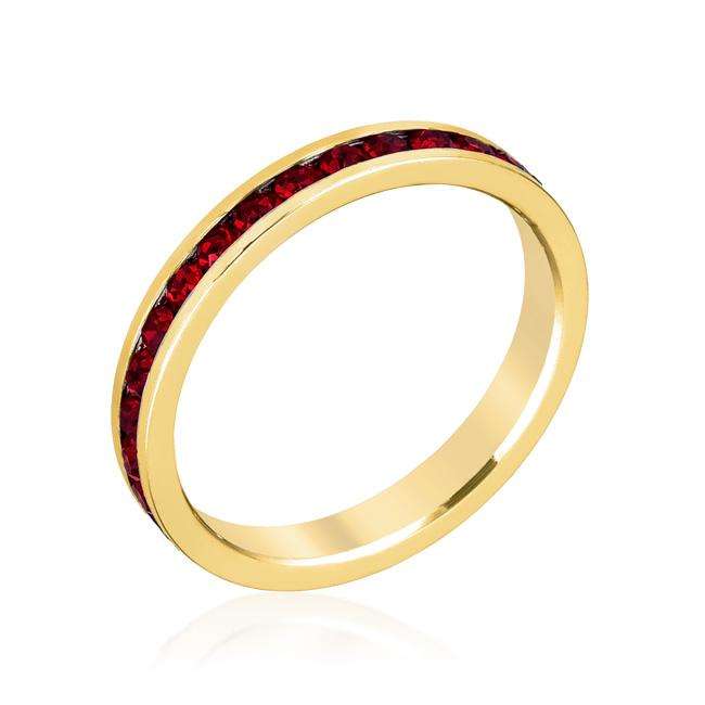 Stylish Stackables with Garnet in Gold Crystal Ring - R01147G-V13