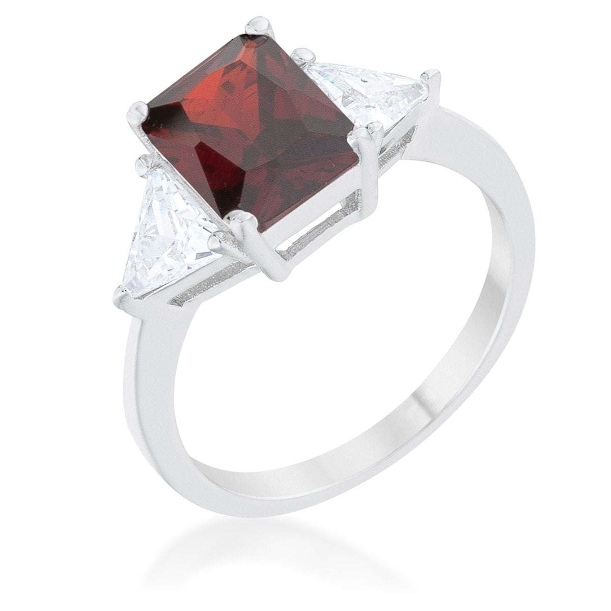 Classic Garnet Rhodium Engagement Ring - R08451R-C13
