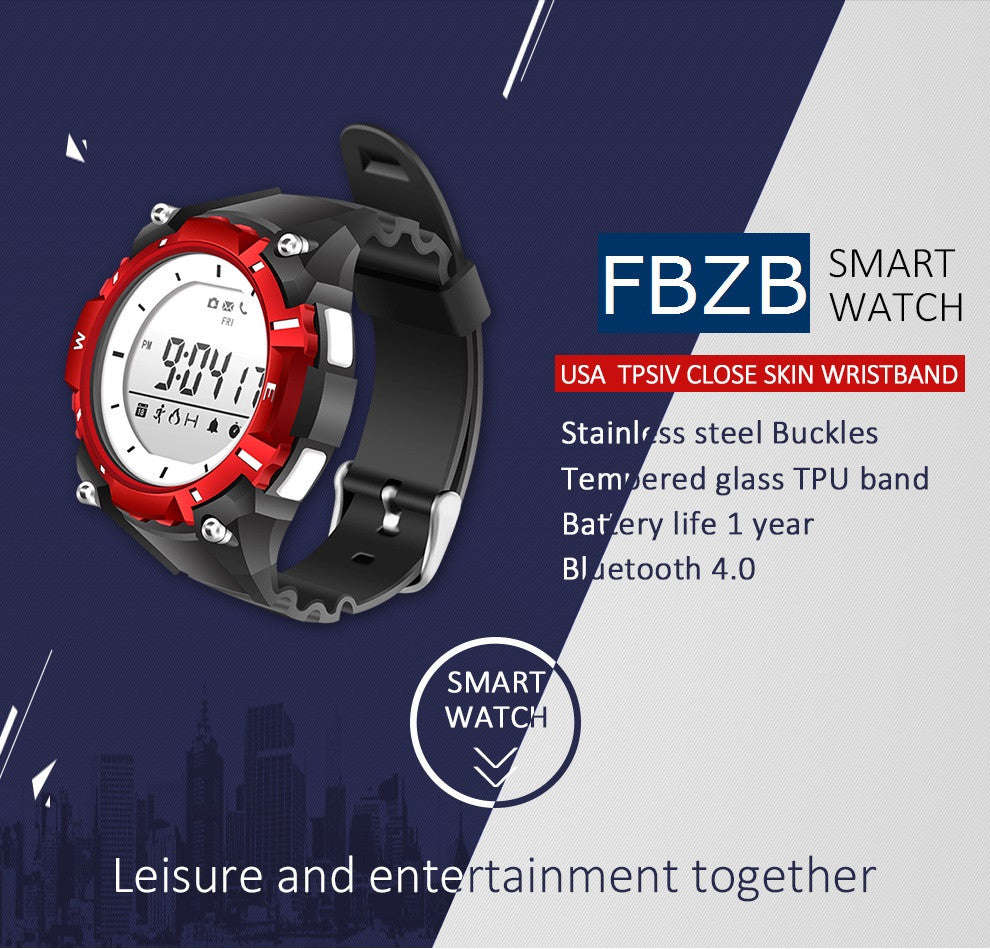 Waterproof Bluetooth Health & Fitness Tracker Sports Watch - Silver