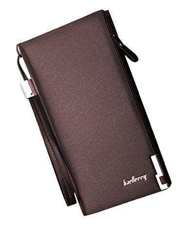 Zando Men's Leather Long Credit Card Holder Bifold Strap Wallet Billfold