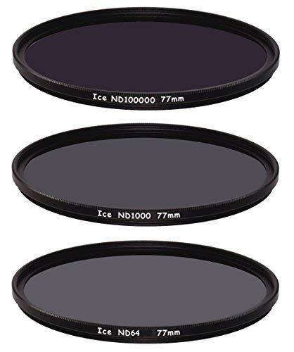 ICE 77mm Extreme ND 3 Filter Set ND100000 ND1000 & ND64 Neutral Density 6, 10, 16.5 Stop Optical Gla