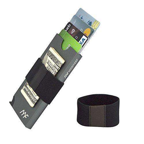 Mosiyeef RFID Blocking Automatic Pop-Up Rubber Band Aluminum Metal Front Pocket Card Wallet Credit C