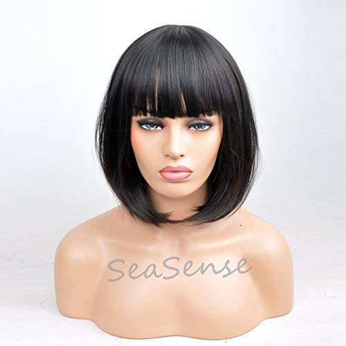 SeaSense Short Bob Wigs Straight Synthetic Hair Wigs...