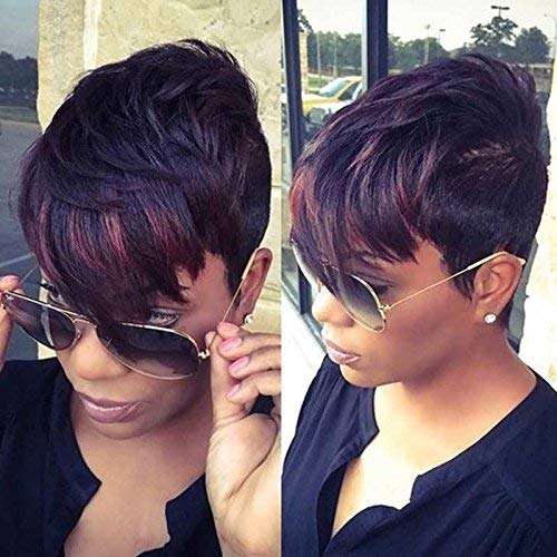 RUISENNA Short Wigs Guleless Short Pixie Synthetic Wig...