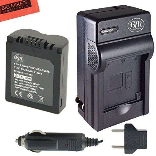 BM Premium CGA-S006 Battery and Battery Charger for Panasonic Lumix DMC-FZ7, DMC-FZ8, DMC-FZ18, DMC-