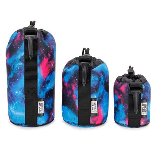 FlexARMOR Protective Neoprene Lens Case Pouch Set 3-Pack (Galaxy) by USA Gear - Small, Medium and La