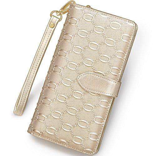FOXER Women Leather Wallet Wristlet Wallet Bifold Clutch Wallet Large Capacity