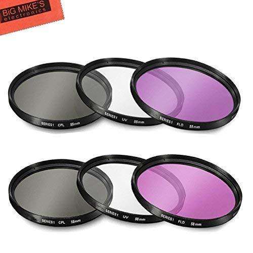 55mm and 58mm Multi-Coated 3 Piece Filter Kit (UV-CPL-FLD) for Nikon D5600, D3400 DSLR Camera with N