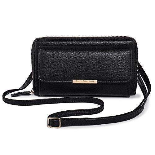 Crossbody Wallet Women Cellphone Purse PU Leather Clutch Handbag with Flap Pocket + Katloo Nail Clip