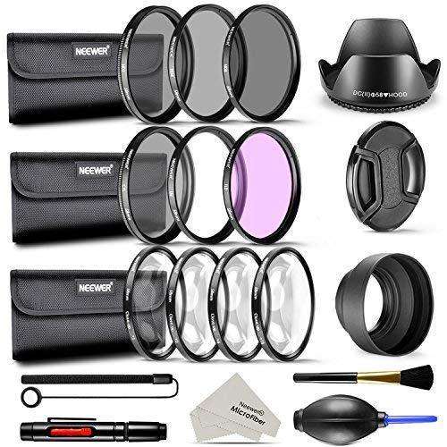 Neewer Complete 58mm Lens Filter Kit for DSLR Camera with 58mm Thread Size: UV CPL FLD Filter Set, M