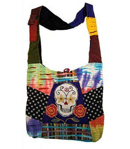 Sugar Skull Purse Cross Body Hobo Bag Handcrafted