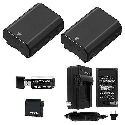 UltraPro 2-Pack NP-FZ100 High-Capacity Replacement Batteries w/Rapid Travel Charger for Select Sony