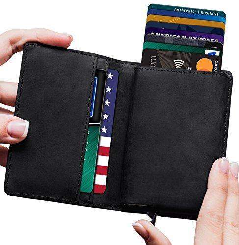 Lefada Us Men's Minimalist Leather Wallet RFID Blocking + Aluminum Card Holder v2.0