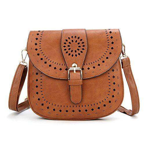 Forestfish Ladie's PU Leather Vintage Hollow Bag Crossbody Bag Shoulder Bag