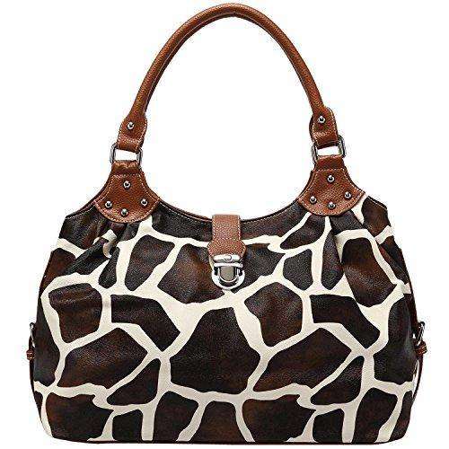 FASH Limited Giraffe Print Hobo Style Handbag, Top Dual Handle, One Size