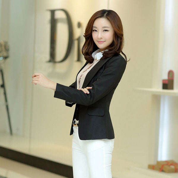 Women's Lovely Black Notched Solid blazer - XL / khaki