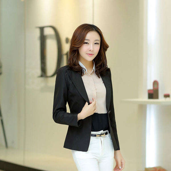 Women's Lovely Black Notched Solid blazer - XL / khaki