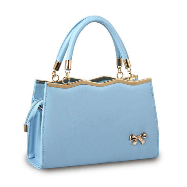 Stylish light goldenrod yellow handbag - S / Sky blue