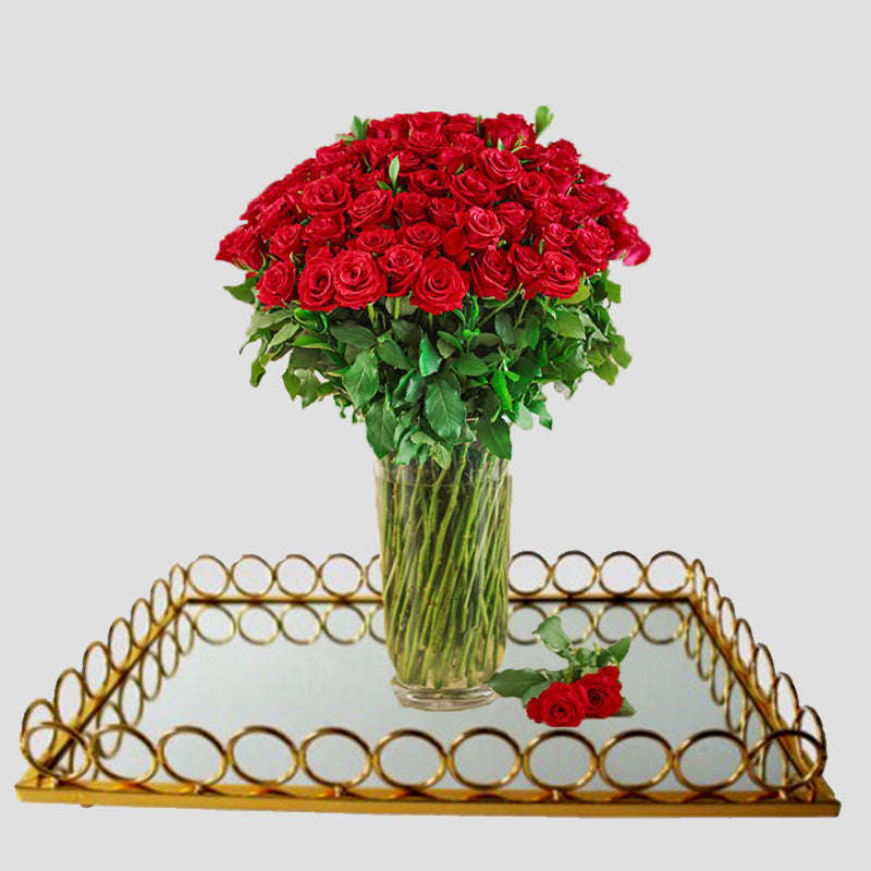 Gold Mirror Tray Large Size