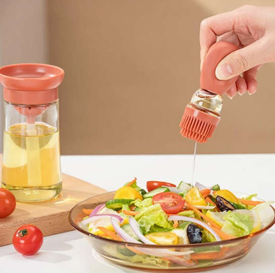 Silicone Push Type Oil Bottle Brush Kitchen Tool