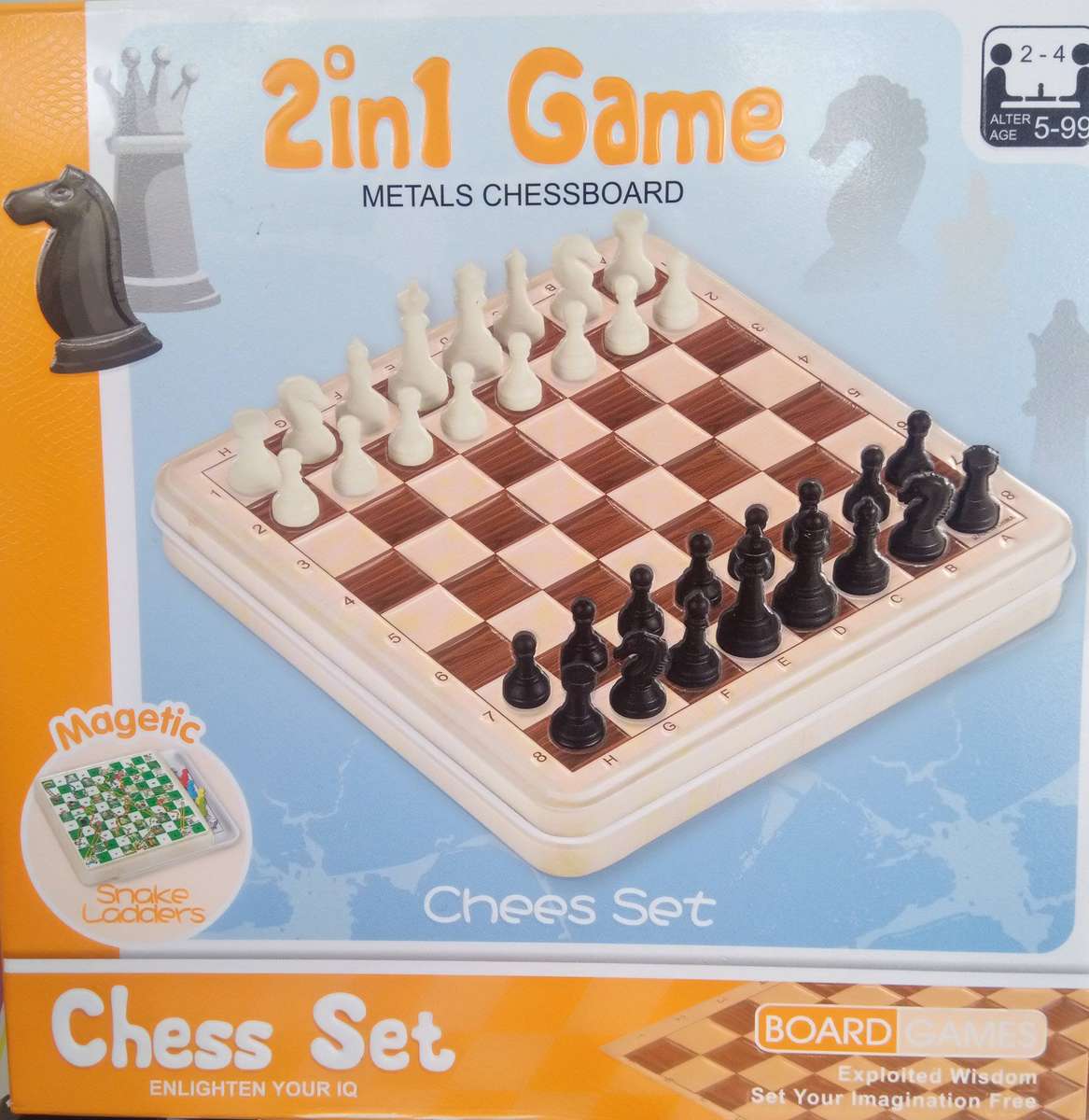 2 in 1 Game Metals Chessboard