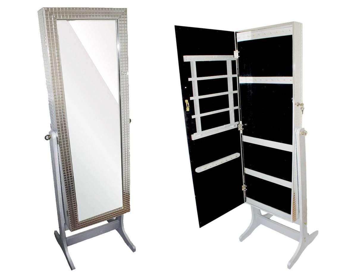Mirror Jewellery Cabinet - White