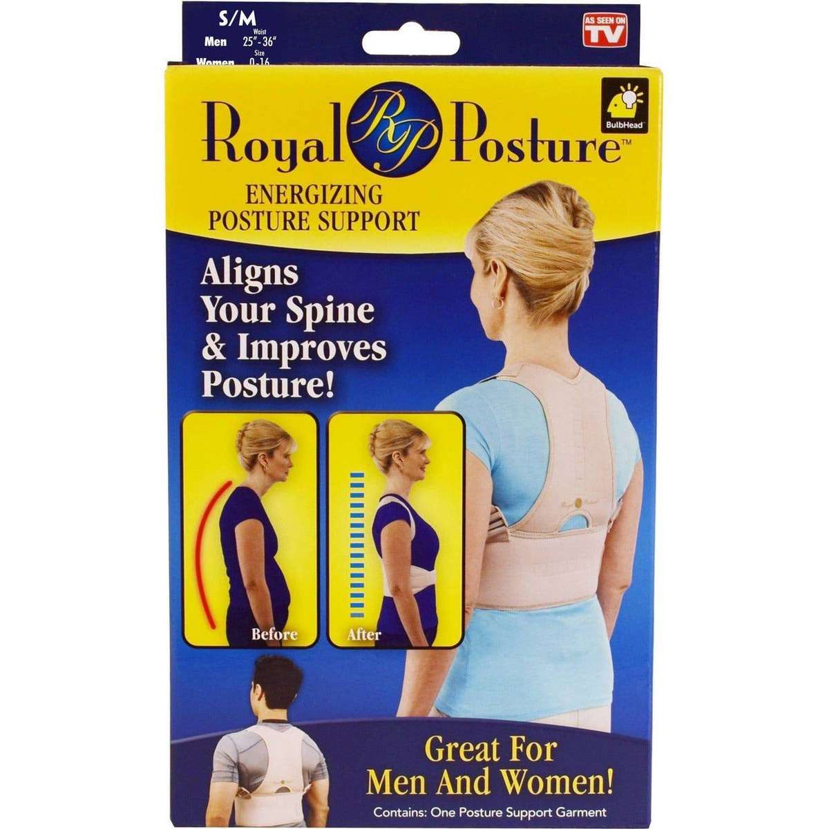 Royal Energizing Posture Support Brace - S/M / Brown
