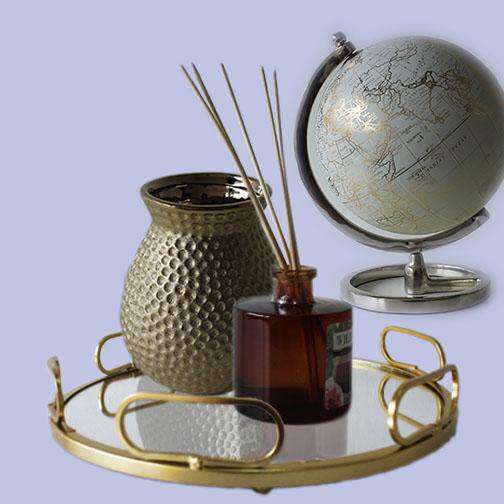 Gold Metal Mirror Decor Tray Medium