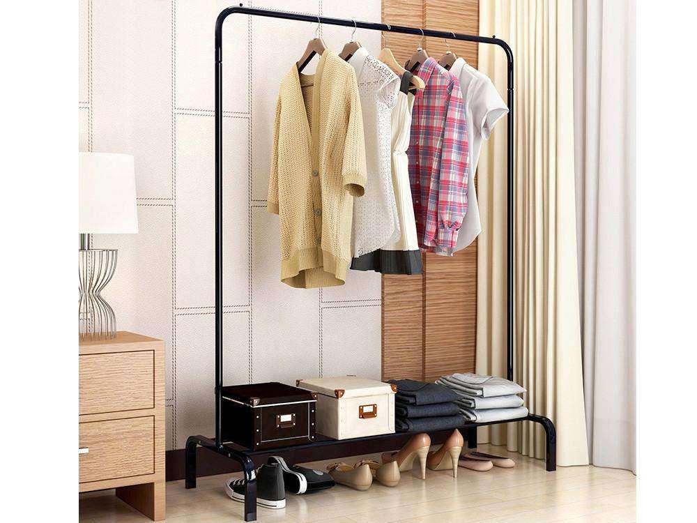 Metal Single Pole Clothes Rack - White