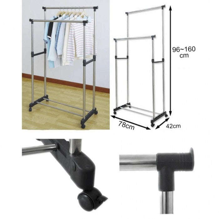 Stain Steel Double Pole Clothing Rail